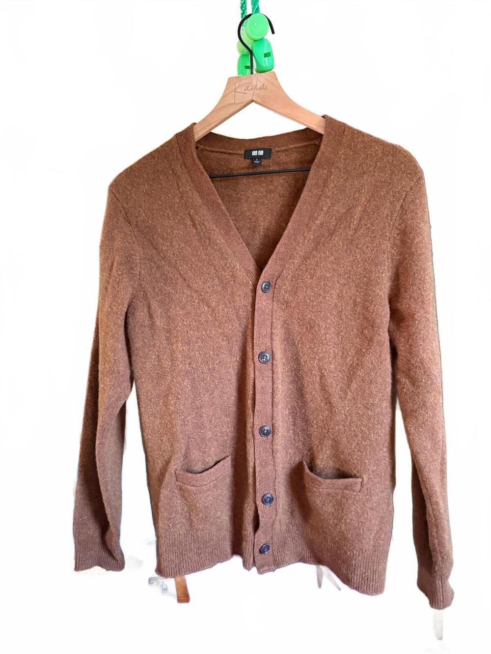 Uniqlo brown 100% wool cardigan - men’s large